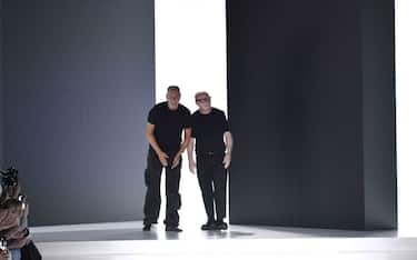 MILAN, ITALY - JUNE 17: Fashion designers Domenico Dolce and Stefano Gabbana walk the runway during the Dolce & Gabbana Ready to Wear Spring/Summer 2024 fashion show as part of the Milan Men Fashion Week on June 17, 2023 in Milan, Italy. (Photo by Victor VIRGILE/Gamma-Rapho via Getty Images)