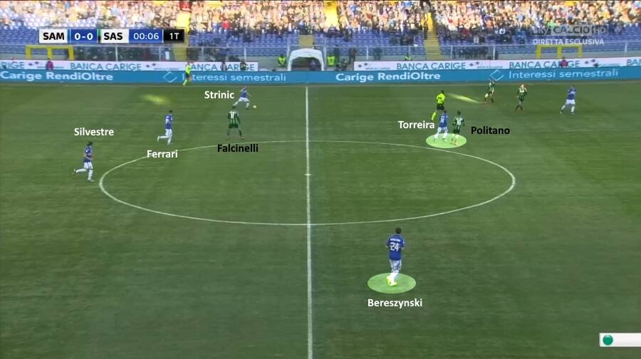 Torreira marcato da Politano lucas torreira, matteo politano, sampdoria sassuolo