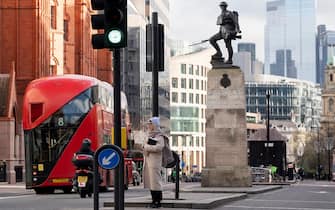 The statue of a Royal Fusilier above a WW1 war memorial for those lost by the City of London Regiment, on Chancery Lane in the City of London, the capital's financial district, on 9th January 2023, in London, England. (Photo by Richard Baker / In Pictures via Getty Images)