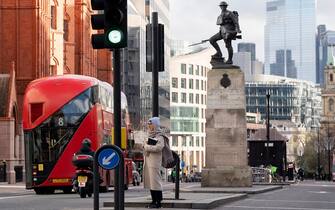 The statue of a Royal Fusilier above a WW1 war memorial for those lost by the City of London Regiment, on Chancery Lane in the City of London, the capital's financial district, on 9th January 2023, in London, England. (Photo by Richard Baker / In Pictures via Getty Images)