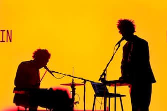 INDIO, CALIFORNIA - APRIL 19: (FOR EDITORIAL USE ONLY) Louis Cole and Sam Gendel of Clown Core performs at Sonora Tent during the 2024 Coachella Valley Music and Arts Festival at Empire Polo Club on April 19, 2024 in Indio, California. (Photo by Theo Wargo/Getty Images for Coachella)