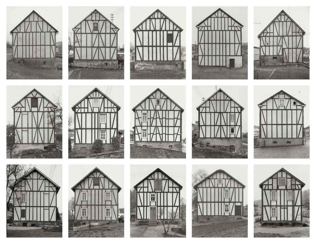 Bernd & Hilla Becher, Case a graticcio della regione industriale di Siegen #: BHB-FW-B Anno: 1959-1973. ©: Die Photographische Sammlung/SK Stiftung Kultur, Bernd & Hilla Becher Archive, Colonia, e Museum für Gegenwartskunst Siegen