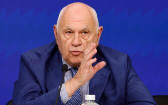 Italian Justice Minister Carlo Nordio during a press conference at the end of a cabinet meeting at Chigi Palace, Rome 15 June 2023. ANSA/FABIO FRUSTACI.