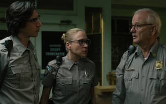 (L to R) Adam Driver as "Officer Ronald Peterson", ChloÎ Sevigny as "Officer Minerva Morrison" and Bill Murray as "Officer Cliff Robertson" in writer/director Jim Jarmusch's THE DEAD DON'T DIE, a Focus Features release.  Credit : Frederick Elmes / Focus Features  © 2019 Image Eleven Productions, Inc.