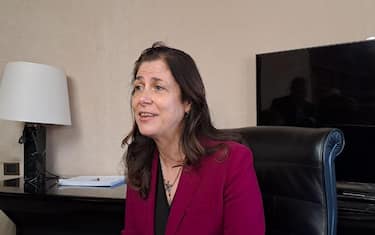 La presidente della Regione Sardegna, Alessandra Todde, durante una conferenza stampa, Cagliari, 4 Gennaio 2025. ANSA/FABRIZIO FOIS