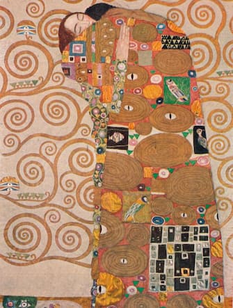Die Erfüllung', 1905. Die Erfüllung (Fulfilment) is part of the Stoclet Frieze a series of three mosaics for the Stoclet Palace in Brussels. From The Studio Volume 96. (London Offices of the Studio, London, 1928). Artist Gustav Klimt.(Photo by The Print Collector/Getty Images)