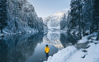 Lake Braies (Pragser Wildsee) in winter