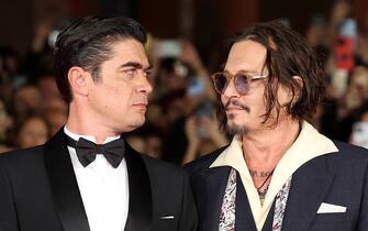 ROME, ITALY - OCTOBER 26: Riccardo Scamarcio and Johnny Depp attend the "Modì – Three Days On The Wing Of Madness" red carpet during the 19th Rome Film Festival at Auditorium Parco Della Musica on October 26, 2024 in Rome, Italy. (Photo by Vittorio Zunino Celotto/Getty Images)