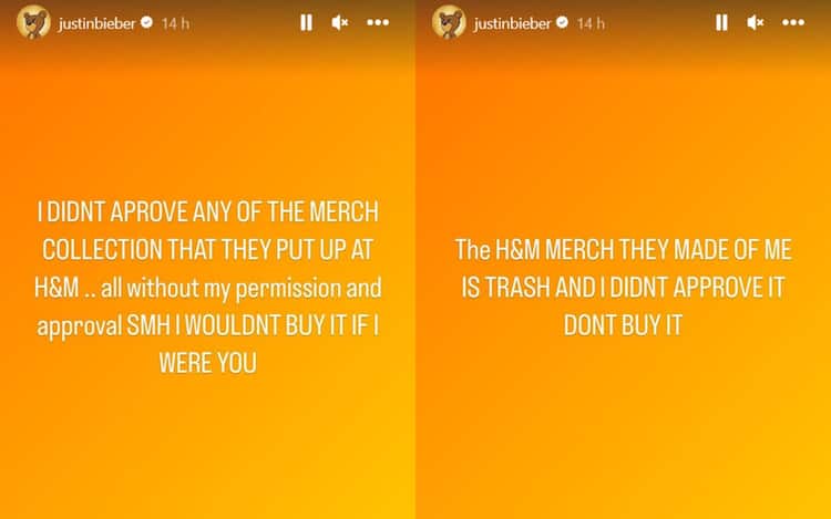 justin bieber h&m