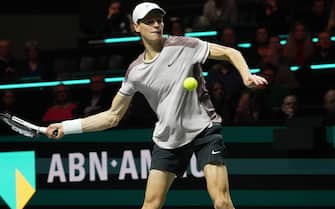 Jannik Sinner of Italy against Milos Raonic of Canada, quarter-final during the ABN Amro Open 2024, ATP 500 tennis tournament on February 16, 2024 in Rotterdam, Netherlands