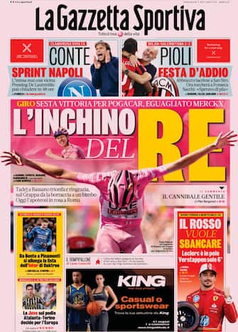 Prima pagina della Gazzetta dello Sport
