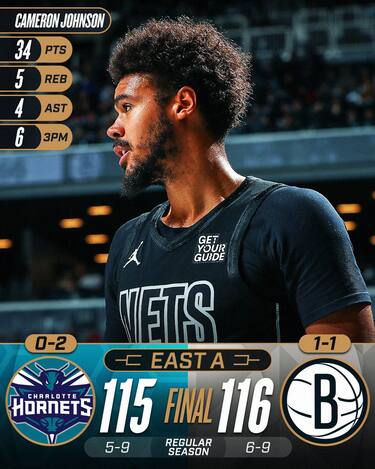 BROOKLYN NETS-CHARLOTTE HORNETS 116-115