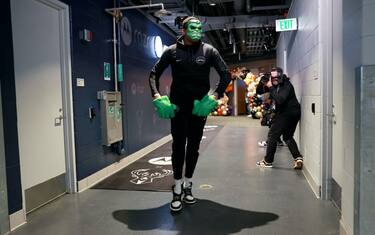 MILWAUKEE, WI - OCTOBER 30: Giannis Antetokounmpo #34 of the Milwaukee Bucks arrives to the arena in a Halloween costume before the game against the Miami Heat on October 30, 2023 at the Fiserv Forum Center in Milwaukee, Wisconsin. NOTE TO USER: User expressly acknowledges and agrees that, by downloading and or using this Photograph, user is consenting to the terms and conditions of the Getty Images License Agreement. Mandatory Copyright Notice: Copyright 2023 NBAE (Photo by Nathaniel S. Butler/NBAE via Getty Images).