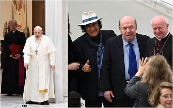 Il Papa incontra Albano e Lino Banfi. Il Pontefice incorona l