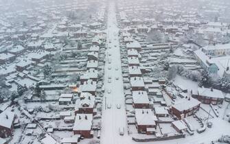 Mandatory Credit: Photo by Andrew McCaren/LNP/Shutterstock (15073769l)
Heavy snow has fallen in Leeds, Yorkshire, this morning covering roads & houses, with a Met Office Amber warning in place disruption is expected to travel.
Leeds Snow, Leeds, Yorkshire, UK - 05 Jan 2025