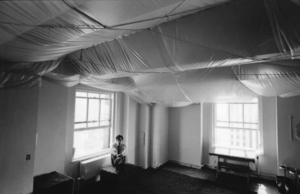 Christo, Wrapped Ceiling, 1965. Installation view: office building located in Mid-town Manhattan, New York. Artwork © Christo and Jeanne-Claude Foundation. Photo: Thomas Cugini. Courtesy Christo and Jeanne-Claude Foundation and Gagosian