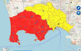 Mappa zona rossa e gialla Campi Flegrei