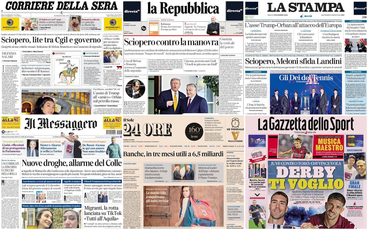 Le prime pagine dei quotidiani di oggi 8 novembre: la rassegna stampa di Sky TG24 Le prime pagine dei quotidiani di oggi 8 novembre: la rassegna stampa di Sky TG24