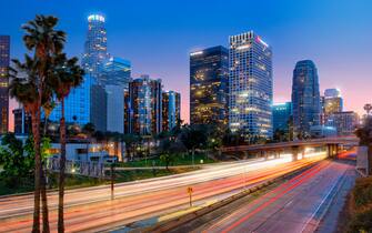 Harbor freeway in Los Angeles downtown