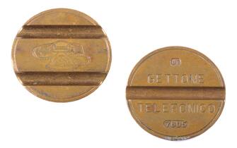 Italian telephone token isolated on white. Copy space.