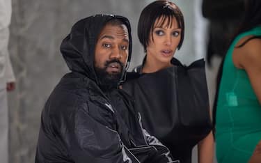 MILAN, ITALY - FEBRUARY 23: Kanye West and Bianca Censori attends the Marni fashion show during the Milan Fashion Week Womenswear Fall/Winter 2024-2025 on February 23, 2024 in Milan, Italy. (Photo by Arnold Jerocki/Getty Images)