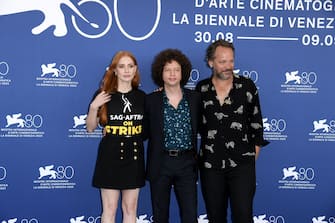 80th Venice Film Festival 2023, Photocall film “Memory” . Pictured: Michel Franco, Jessica Chastain, Peter Sarsgaard