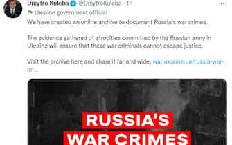 Il tweet del ministro degli esteri ucraino Dmytro Kuleba