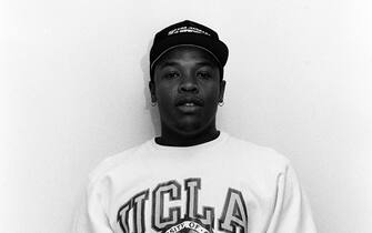 NEW YORK, NEW YORK--DECEMBER 08: Dr. Dre (aka Andre Romelle Young ) of the Rap group N.W.A. appears in a portrait taken on December 8, 1989 in New York City.  (Photo by Al Pereira/Michael Ochs Archives/Getty Images)