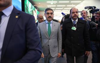 Anwaar-ul-Haq Kakar, Pakistan's prime minister, center, in the Congress Center on day two of the World Economic Forum (WEF) in Davos, Switzerland, on Wednesday, Jan. 17, 2024. The annual Davos gathering of political leaders, top executives and celebrities runs from January 15 to 19. Photographer: Hollie Adams/Bloomberg