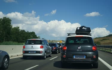 A 16 - autostrada Napoli - Bari - motorway, Italy - intense traffic