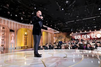 Jo Koy speaks onstage at the 81st Golden Globe Awards held at the Beverly Hilton Hotel on January 7, 2024 in Beverly Hills, California. (Photo by Rich Polk/Golden Globes 2024/Golden Globes 2024 via Getty Images)