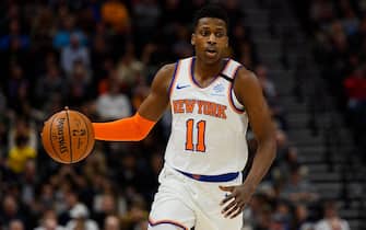 SALT LAKE CITY, UT - JANUARY 08: Frank Ntilikina #11 of the New York Knicks in action during a game against the Utah Jazz at Vivint Smart Home Arena on January 8, 2019 in Salt Lake City, Utah. NOTE TO USER: User expressly acknowledges and agrees that, by downloading and/or using this photograph, user is consenting to the terms and conditions of the Getty Images License Agreement.  (Photo by Alex Goodlett/Getty Images)