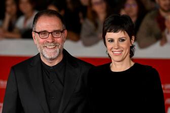 Actor Valerio Mastandrea and actress Chiara Martegiani attend the red carpet for the film 'Diabolik chi sei' during the 18th Rome Film Festival at Auditorium Parco Della Musica on October 19th, 2023 in Rome, Italy.    (Photo by Elianto/Mondadori Portfolio via Getty Images)