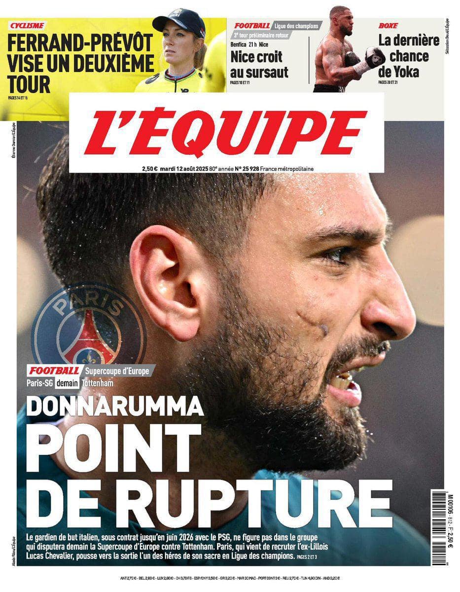 L'Équipe titola: "Donnarumma, punto di rottura"