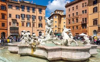 Neptune Fountain (Fontana del Nettuno), Piazza Navona, Rome (Roma), Lazio Region, Italy