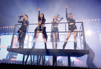 INDIO, CALIFORNIA - APRIL 15: (L-R) Jennie, Jisoo, RosÃ©, and Lisa of BLACKPINK perform at the Coachella Stage during the 2023 Coachella Valley Music and Arts Festival on April 15, 2023 in Indio, California. (Photo by Frazer Harrison/Getty Images for Coachella)