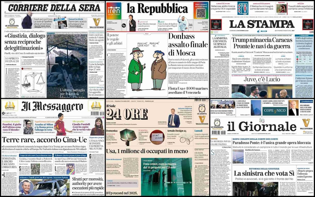 Le prime pagine dei quotidiani di oggi 2 novembre: la rassegna stampa Le prime pagine dei quotidiani di oggi 2 novembre: la rassegna stampa