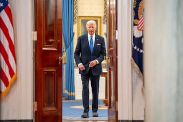 WASHINGTON, DC - JULY 1: U.S. President Joe Biden arrives for a news conference following the Supreme Court's ruling on charges against former President Donald Trump that he sought to subvert the 2020 election, at the White House on July 1, 2024 in Washington, DC. The highest court ruled 6-3 that presidents have some level of immunity from prosecution when operating within their "constitutional authority," but do not have absolute immunity.  (Photo by Andrew Harnik/Getty Images)