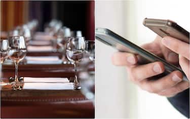 collage di ristoranti e smartphone