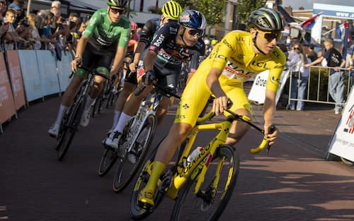 epa11493060 Tour de France winner Tadej Pogacar of UAE Team Emirates participates in the 42nd Professional Tour of Surhuisterveen, the Netherlands, 23 July 2024. It is the first time that the Slovenian rider will start in the Profronde van Surhuisterveenm, which is held on the first Tuesday after the end of Tour de France.  EPA/VINCENT JANNINK