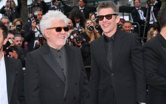 CANNES, FRANCE - MAY 17: Pedro Almodovar and Ethan Hawke attend the "Monster" red carpet during the 76th annual Cannes film festival at Palais des Festivals on May 17, 2023 in Cannes, France. (Photo by Stephane Cardinale - Corbis/Corbis via Getty Images)