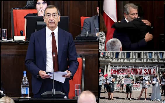 Milano, l'intervento di Sala e le proteste fuori dal Comune. FOTO