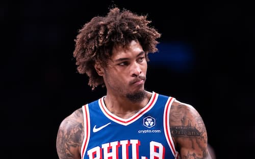 NEW YORK, NEW YORK - OCTOBER 16: Kelly Oubre Jr. #9 of the Philadelphia 76ers looks on during the second quarter of the preseason game against the Brooklyn Nets at Barclays Center on October 16, 2023 in New York City. NOTE TO USER: User expressly acknowledges and agrees that, by downloading and or using this photograph, User is consenting to the terms and conditions of the Getty Images License Agreement. (Photo by Dustin Satloff/Getty Images)