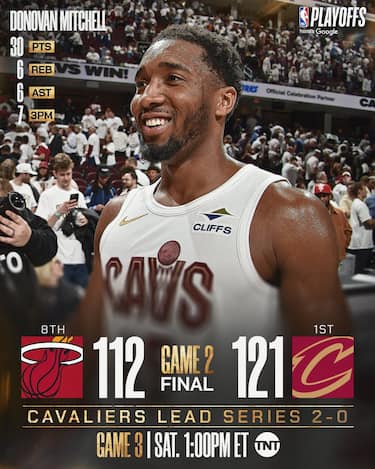 CLEVELAND CAVALIERS-MIAMI HEAT GARA-2 121-112 (SERIE 2-0)