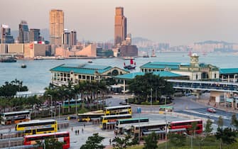 Hong Kong Star Ferry Bus Terminus near the Star Ferry jetty on Hong Kong Island