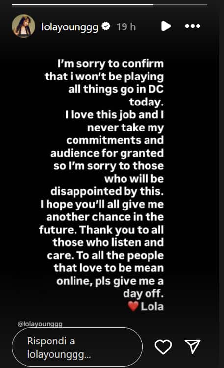 Screenshot storia Lola Young