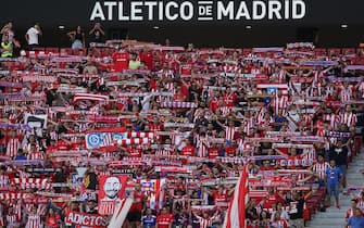 Atletico de Madrid's supporters during La Liga match. August 21,2022. Madrid, Spain. (Photo by Acero/Alter Photos/Sipa USA)