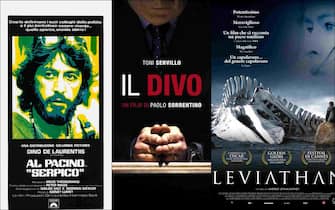 Le locandine dei film: Serpico, il Divo e Leviathan