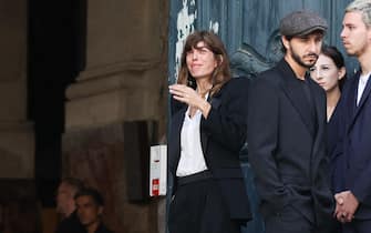 Charlotte Gainsbourg and Lou Doillon, Ben Attal during the funeral at Saint Roch Church in Paris, France on July 24, 2023, of British-born singer and actor Jane Birkin, who died on July 16, 2023 in Paris aged 76. Photo by Nasser Berzane/ABACAPRESS.COM