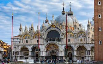 The west façade of the Basilica di San Marco (St Mark's Basilica), Saint Mark's Square, Venice, Italy